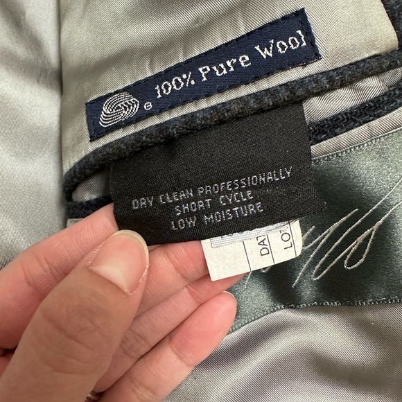 I56 Vintage BURBERRY Navy Blue Glen Plaid Wool Blazer Sport Coat jacket 46R - Picture 9 of 10